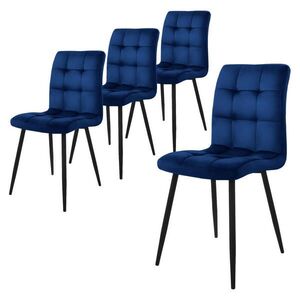 ML-DESIGN JÍDELNÍ ŽIDLE Samet tmavě modrá 4ks obraz