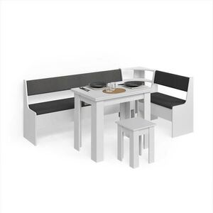 Livinity® ROHOVÁ LAVICE Tiberio Bílá 210 x 120 cm se stolkem obraz