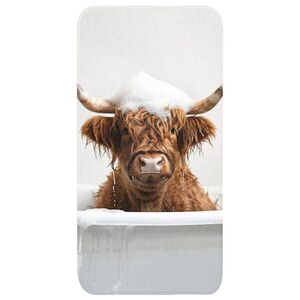 OnlyWow KOUPELNOVÁ PŘEDLOŽKA Scottish Highlander - Koupel - Kráva - Zvířata - Pěna 60x120 cm obraz