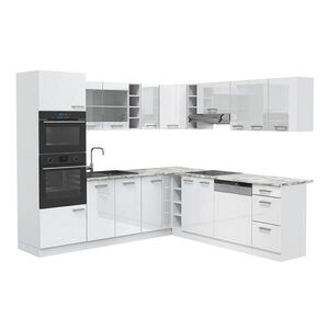 Vicco ROHOVÁ KUCHYŇ R-Line, Bílá vysoký lesk/Bílá, 247 x 237 cm s pracovní deskou obraz