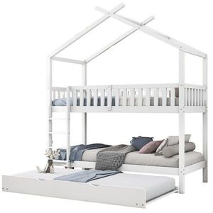 OKWISH PATROVÁ postel 90x200 cm bílá z borovice s výsuvným lůžkem a zábranami obraz
