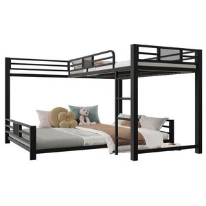 OKWISH PATROVÁ postel 140/200 cm černá kovová s L tvarem obraz