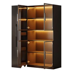Modfu VITRÍNA z MDF 110x35x160 cm černá s LED osvětlením, výsuvnými policemi a zásuvkami obraz