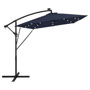ML-DESIGN SLUNEČNÍK S SEMAFOREM Ø 330 cm v námořnické modré barvě z hliníku s LED solárním obraz