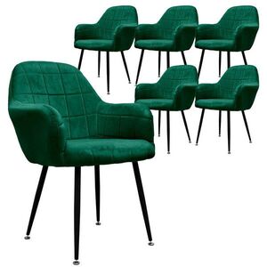ML-DESIGN JÍDELNÍ ŽIDLE, sada 6 ks, tmavě zelený samet obraz