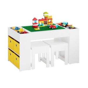 SoBuy STŮL SE 2 DĚTSKÝMI ŽIDLEMI a 1 zásuvkou Bílá 87x50x50cm Moderní obraz