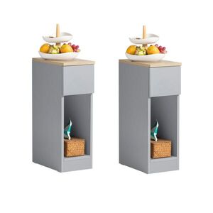 SoBuy SADA 2 NOČNÍCH STOLKŮ s 1 zásuvkou Šedá 35x20x60cm Minimalistický obraz