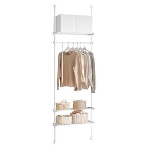 SoBuy STOJACÍ VĚŠÁK se 2 policemi Bílá 52x42x233cm Minimalistický obraz