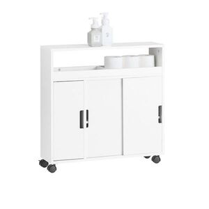 SoBuy DRŽÁK TOALETNÍHO PAPÍRU SE SKŘÍŇKOU na 3 dveře Bílá 70x20x71cm Minimalistický obraz