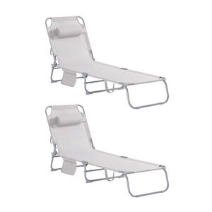 SoBuy SADA 2 skládacích lehátek Béžová 167x56x81cm Minimalistický obraz