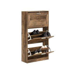 SoBuy BOTNÍK se 3 policemi Hnědá 60x23x115cm Rustikální obraz