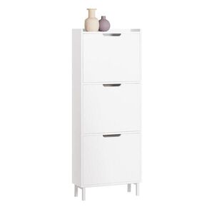 SoBuy BOTNÍK se třemi zásuvkami Bílá 50x19x129cm Minimalistický obraz