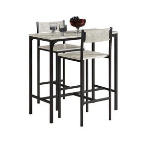 SoBuy 3DÍLNÝ STŮL SE 2 ŽIDLEMI Šedá 89x45x96cm Industriální obraz