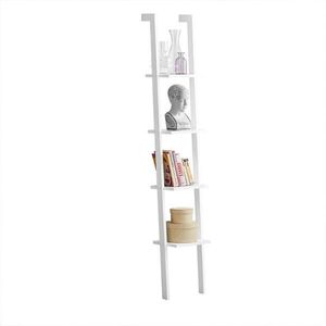 SoBuy KNIHOVNA se 4 policemi Bílá 29x33x180cm Minimalistický obraz