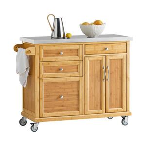 SoBuy KUCHYŇSKÝ OSTRŮVEK se 4 zásuvkami Bambus 115x46x92cm Funkční obraz