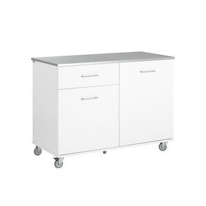 SoBuy KUCHYŇSKÝ OSTRŮVEK se 2 zásuvkami Bílá 120x56x90cm Moderní obraz