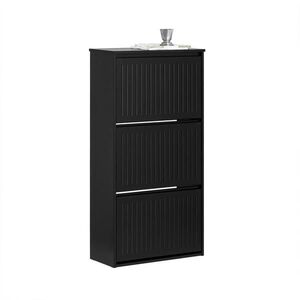 SoBuy BOTNÍK se třemi dveřmi Černá 60x25x120cm Moderní obraz