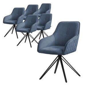 ML-DESIGN JÍDELNÍ ŽIDLE, sada 6 ks, otočné, modrá tkanina obraz