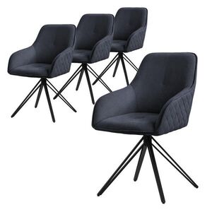 ML-DESIGN JÍDELNÍ ŽIDLE, sada 4 ks, otočné, antracitová tkanina obraz
