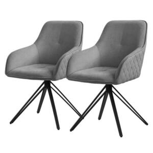 ML-DESIGN JÍDELNÍ ŽIDLE, sada 2 ks, otočné, šedá tkanina obraz