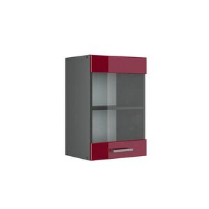 Vicco SKLENĚNÁ KUCHYŇSKÁ SKŘÍŇKA R-Line Červená vysoký lesk 40 cm obraz