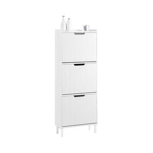 SoBuy BOTNÍK se třemi zásuvkami Bílá 50x19x130cm Minimalistický obraz