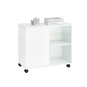 SoBuy KONFERENČNÍ STOLEK se 3 zásuvkami Bílá 70x35x61cm Minimalistický obraz