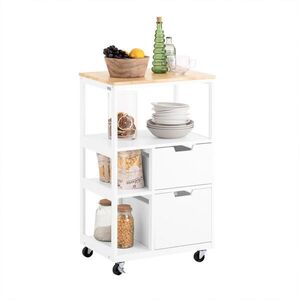 SoBuy KUCHYŇSKÝ VOZÍK se 2 zásuvkami Bílá 53x37x89cm Moderní obraz