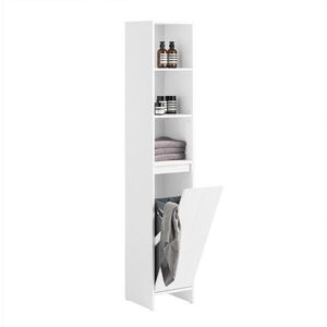 SoBuy VYSOKÁ KOUPELNOVÁ SKŘÍŇKA s jednými dveřmi Bílá 30x30x170cm Minimalistický obraz