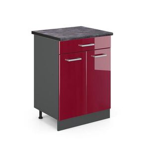Vicco SPODNÍ SKŘÍŇKA KUCHYŇSKÉ LINKY R-Line Červená vysoký lesk 60 cm , PD Antracit obraz