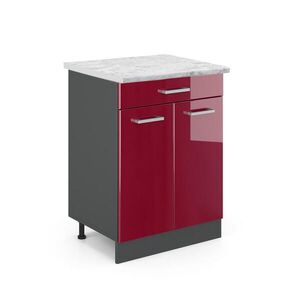 Vicco SPODNÍ SKŘÍŇKA KUCHYŇSKÉ LINKY R-Line Červená vysoký lesk 60 cm PD Mramor obraz