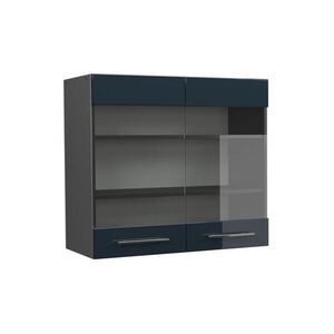 Vicco SKLENĚNÁ KUCHYŇSKÁ SKŘÍŇKA Fame-Line Tmavě modrá s vysokým leskem 80 cm obraz