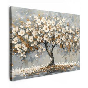 MuchoWow OBRAZ NA PLÁTNĚ Strom - Květiny - Bílá - Příroda - Umění 80x60 cm obraz