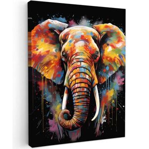 MuchoWow OBRAZ NA PLÁTNĚ Slon - Graffiti - Černá - Zvířata - Barvy 30x40 cm obraz