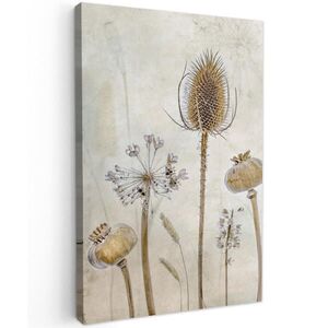 MuchoWow OBRAZ NA PLÁTNĚ Květiny - Akvarel - Zátiší - Hnědá - Vintage 80x120 cm obraz