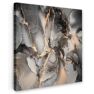 MuchoWow OBRAZ NA PLÁTNĚ Grey - Luxury - Gold - Marble 20x20 cm obraz