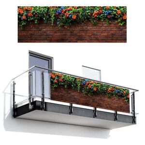 MuchoWow BALKONOVÁ ZÁSTĚNA Květiny - zeď - zelená - oranžová 300x100 cm obraz