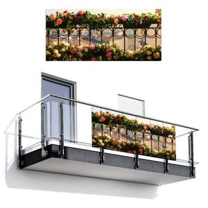 MuchoWow BALKONOVÁ ZÁSTĚNA Květiny - Plot - Krajina města - Léto 200x90 cm obraz