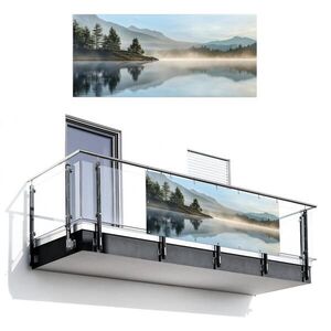 MuchoWow BALKONOVÁ ZÁSTĚNA Jezero - Mlha - Hory - Krajina 200x90 cm obraz