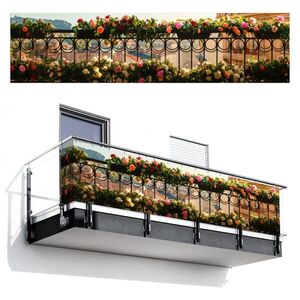 MuchoWow BALKONOVÁ ZÁSTĚNA Květiny - Plot - Krajina města - Léto 500x120 cm obraz