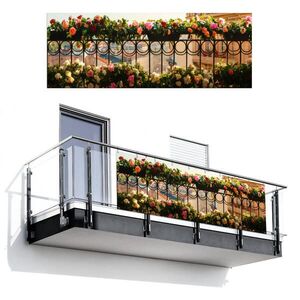 MuchoWow BALKONOVÁ ZÁSTĚNA Květiny - Plot - Krajina města - Léto 300x110 cm obraz
