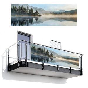 MuchoWow BALKONOVÁ ZÁSTĚNA Jezero - Mlha - Hory - Krajina 300x100 cm obraz