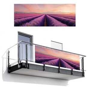 MuchoWow BALKONOVÁ ZÁSTĚNA Levandulové pole - Západ slunce - Fialová - Květiny 300x110 cm obraz