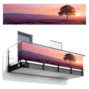 MuchoWow BALKONOVÁ ZÁSTĚNA Strom - vřes - východ slunce 500x120 cm obraz