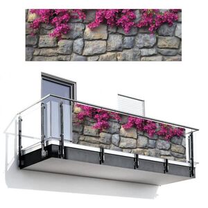 MuchoWow BALKONOVÁ ZÁSTĚNA Bougainvillea - Kamenná zeď - růžová 300x100 cm obraz