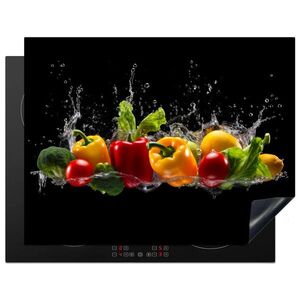 MuchoWow KRYT NA INDUKČNÍ DESKU Sladká paprika - Vodní - Zeleninová - Černá 77x59 cm obraz