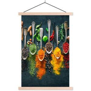 MuchoWow PLAKÁT S MAGNETICKOU LIŠTOU Bylinky - koření - lžíce 60x90 cm obraz
