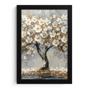 MuchoWow PLAKÁT V RÁMU Strom - Květiny - Bílá - Příroda - Umění 20x30 cm obraz