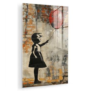 MuchoWow OBRAZ NA AKRYLOVÉM SKLE Graffiti - Banksy - Dívka - Street art 40x60 cm obraz