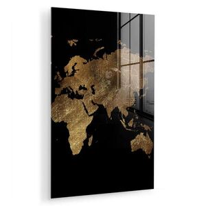 MuchoWow OBRAZ NA AKRYLOVÉM SKLE Mapa světa - Zlatá - Luxusní - Země - Černá 40x60 cm obraz